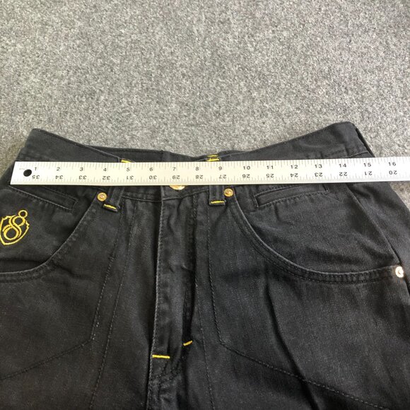 Eight 732 Jeans Mens 30x32 Black Denim Patch Y2K Skate Loose Baggy 8732 - Picture 6 of 12